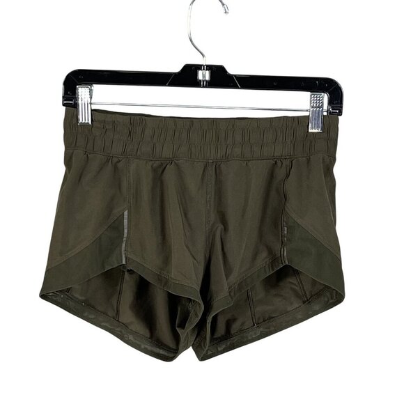 Lululemon Miles Ahead Womens 4 Olive Green Running Shorts Athleisure Sporty Gym - Picture 4 of 10